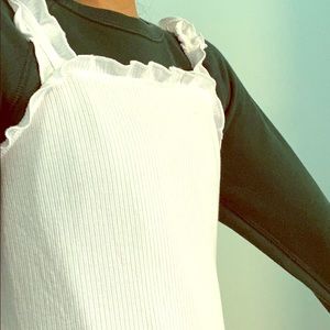 White rubbed ruffle dress